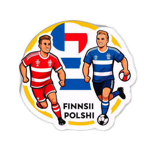 Vibrant klistermärke som firar det finska och polska laget