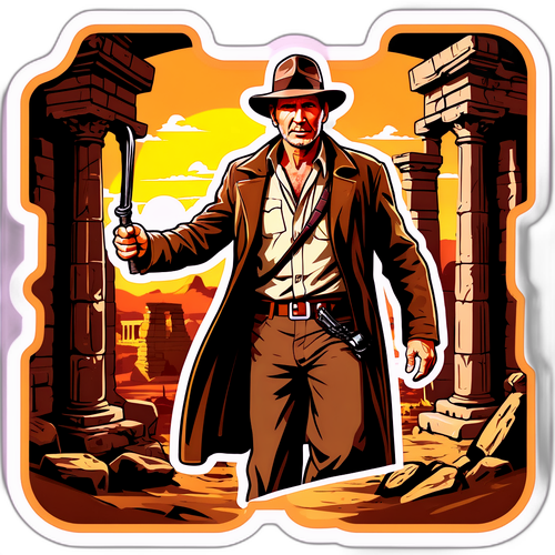 Zabawny naklejka Indiana Jones