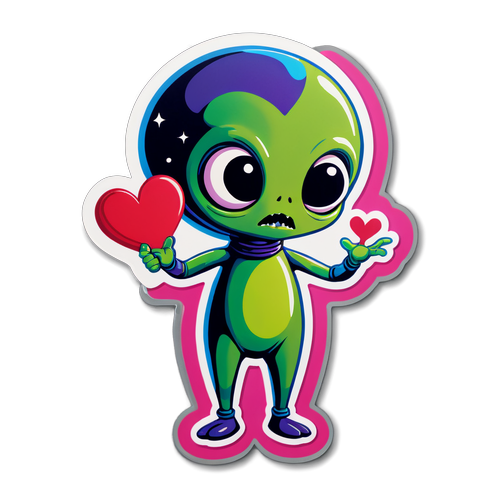 Out of This World Love Alien Sticker