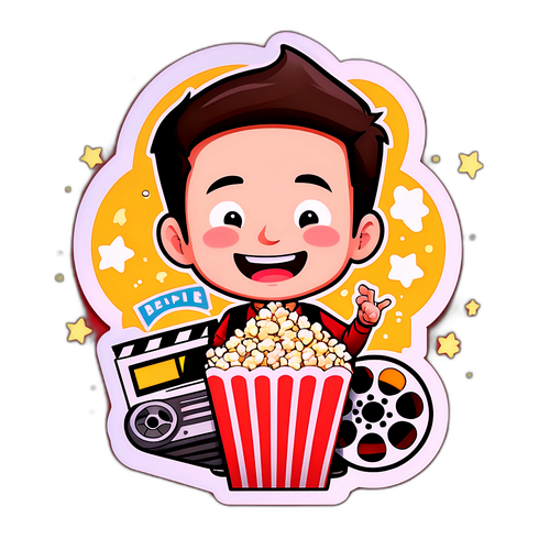 Stiker Kartun Lucu Menonton Film Klasik