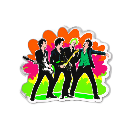 Färgglad klistermärke av Green Day på scen