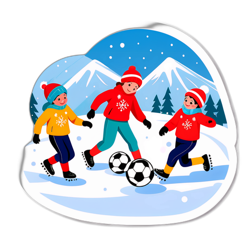 Діти грають у футбол в снігу