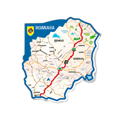 Hartă a României cu traseul autostrăzii A7