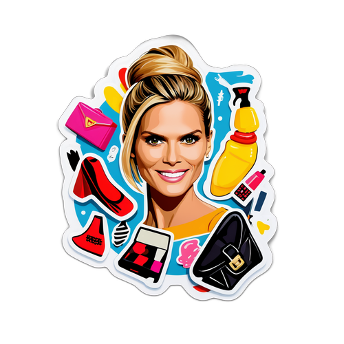 A Fun Sticker of Heidi Klum with Fashion Items