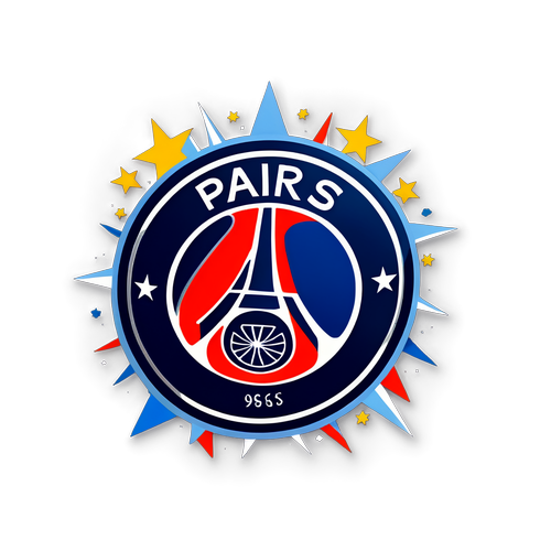 Autocollant du logo PSG avec des étoiles brillantes