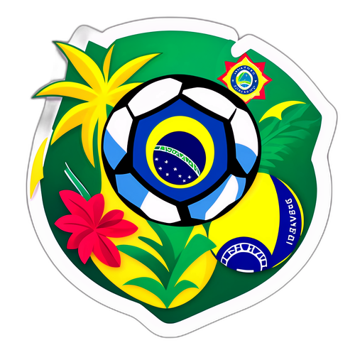 Stiker Logo Serie A Brazil dengan Simbol Sepak Bola Ikonik