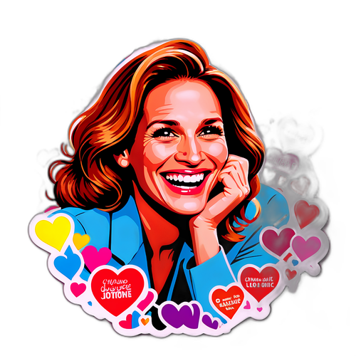 Farbenfroher Aufkleber von Julia Roberts in ikonischer Pose