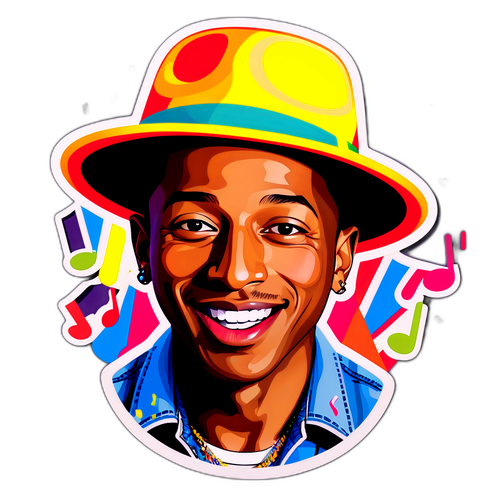 Vrolijke Pharrell met Muzieknoten