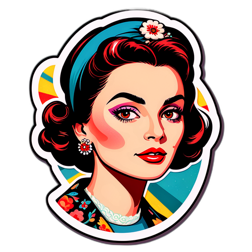 Sticker de Úrsula Corberó en Estilo Retro