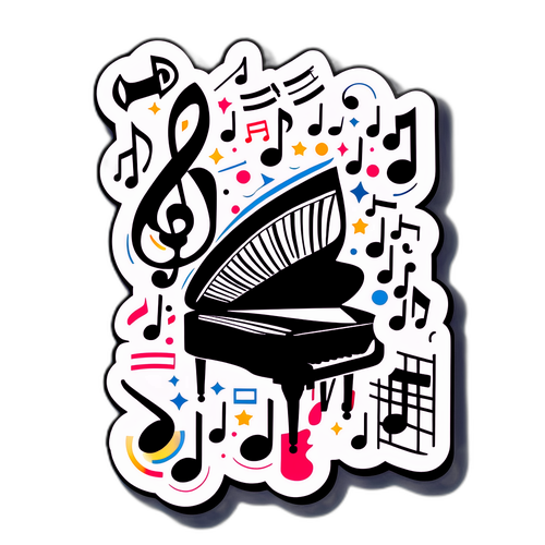 Notlar ve Müzik Sembolleri Sticker Tasarımı