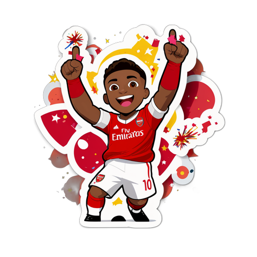Stiker Watak Animasi Arsenal Merayakan Kemenangan