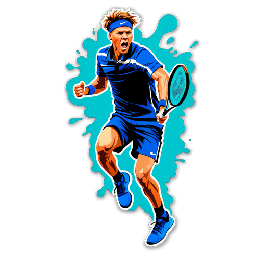 Moderne Sticker von Jannik Sinner in einem explosiven Tennis-Moment