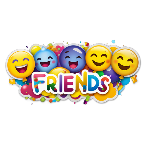 Amigos: O Adesivo Perfeito para Celebrar a Amizade com Emojis e Confetes!