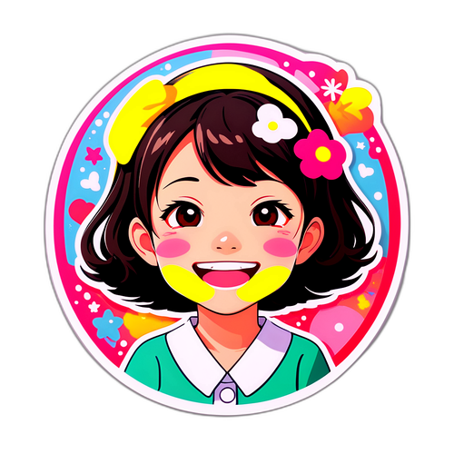 色とりどりの背景で笑顔を引き立てる明村瑞穂