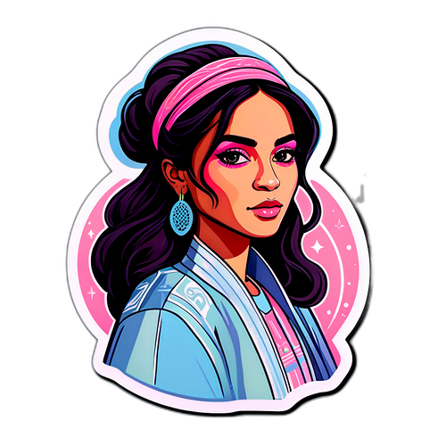 Un portrait stylisé de Zaho de Sagazan avec des couleurs pastel