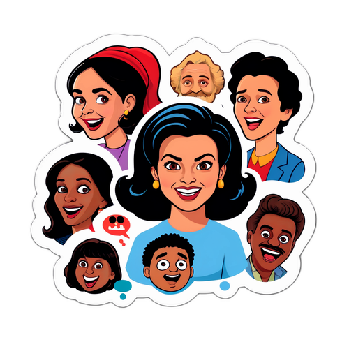 Humorvolle Sticker-Designs mit Simone Thomalla in verschiedenen Filmcharakteren