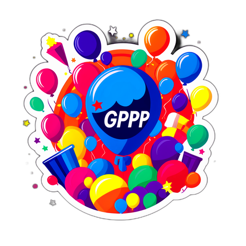 GDP成長を祝うパーティーの雰囲気を表現したデザイン