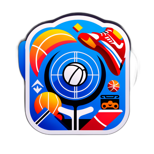 Tamás Fejes egyedi, stilizált ikonja sport szimbólumokkal