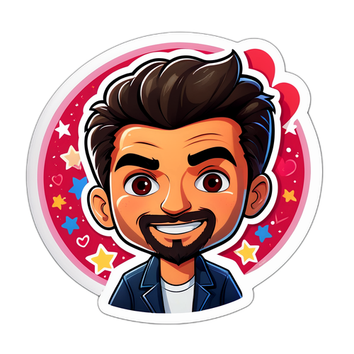 A sticker com o rosto de Fábio Assunção em formato de cartoon