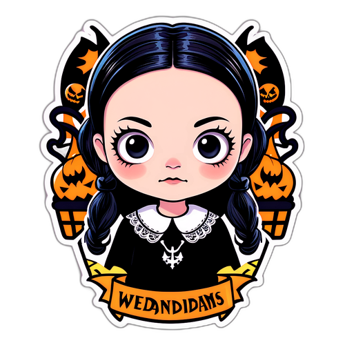 Leikkisä kuvitus Wednesday Addamsista