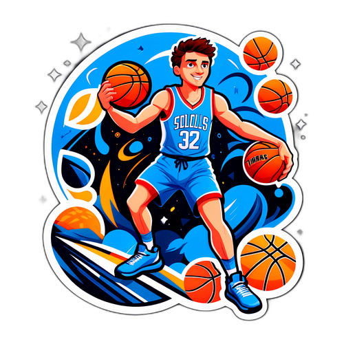 Dynamic Basketball Action Sticker