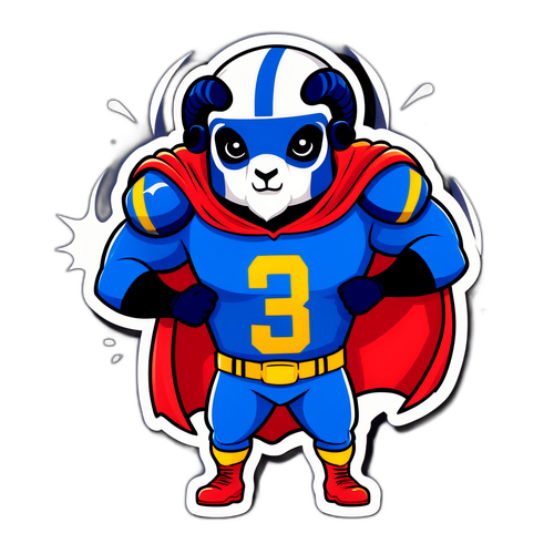 Superhero Panda Quarterback Sticker