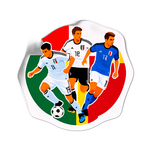 Sticker cu simbolurile naționale ale Germaniei și Italiei pentru meciul U21