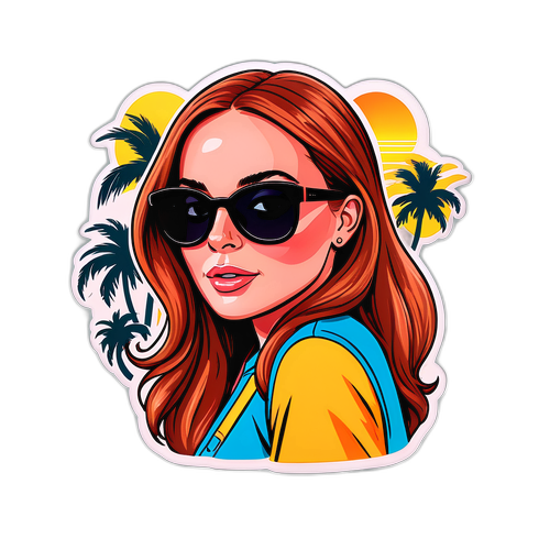 Illustration d'une jeune femme avec des lunettes de soleil