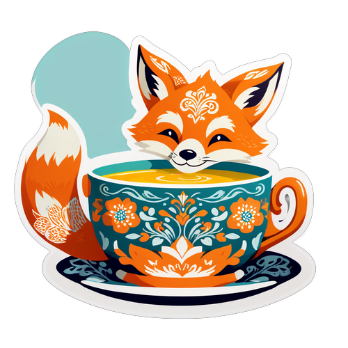 喝茶的小狐狸