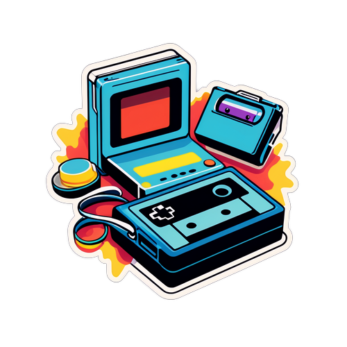 Sticker met vintage elementen uit de jaren 90