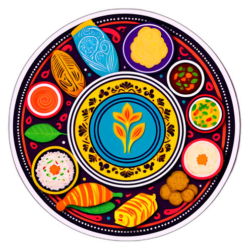বাংলা রান্নার উজ্জ্বল বর্ণাঢ্য স্টিকার
