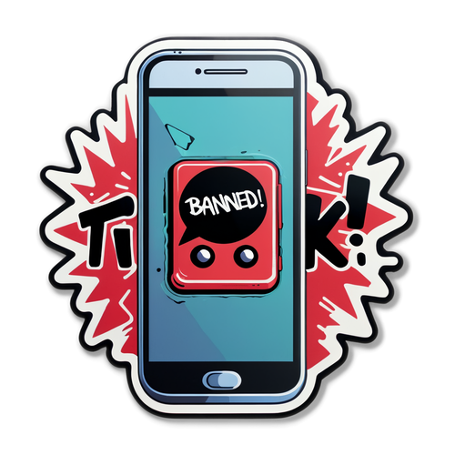 Vintage na Sticker ng Smartphone na may 'TikTok Banned?'