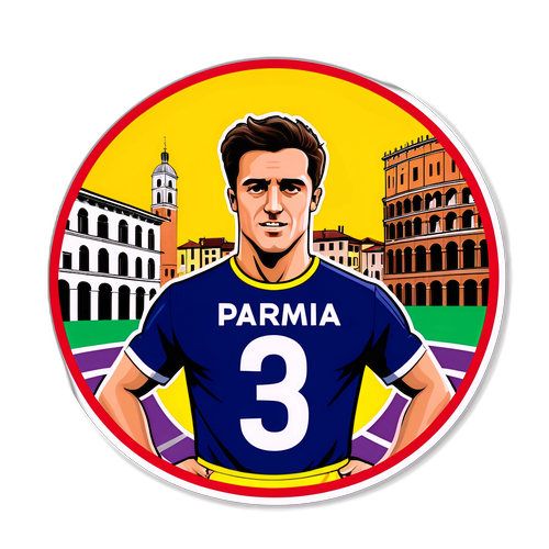 Parma híres látványosságai és futball játékos poszterek