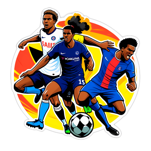 Chelsea og PSG spillere i aksjon