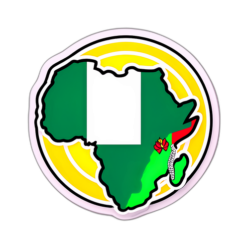 Ein Aufkleber, der das Wesen Nigerias mit einer Mischung aus modernen und traditionellen Elementen präsentiert