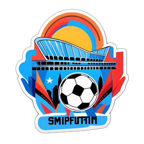 Sticker z ilustracją popularnego stanu z piłką nożną w ekscytującym stadionie