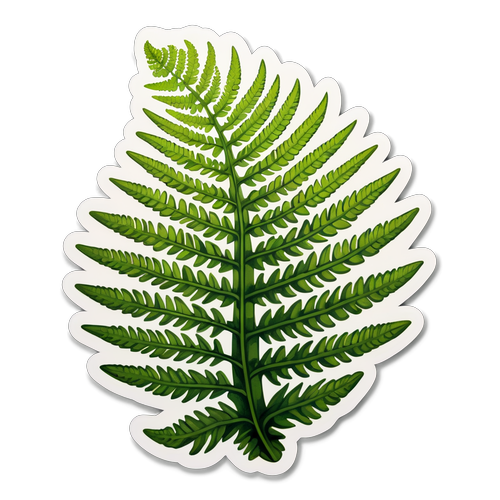 Botanical Illustration of Lush Fern Leaf