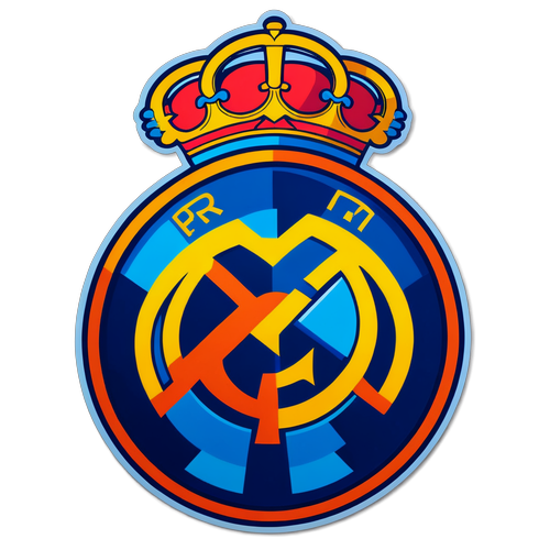 Färgglad Rivalitet: Real Madrids Emblem och Barcelonas Silhuett i Perfekt Harmoni!