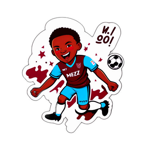 Sticker cầu thủ ghi bàn cho đội Metz với biểu cảm phấn khích "Chúng ta thắng!"