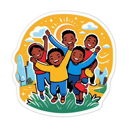 Наклейка з Сіверська, що зображує радісні моменти життя громади