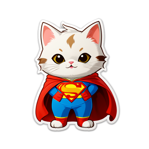 小猫穿着超人斗篷