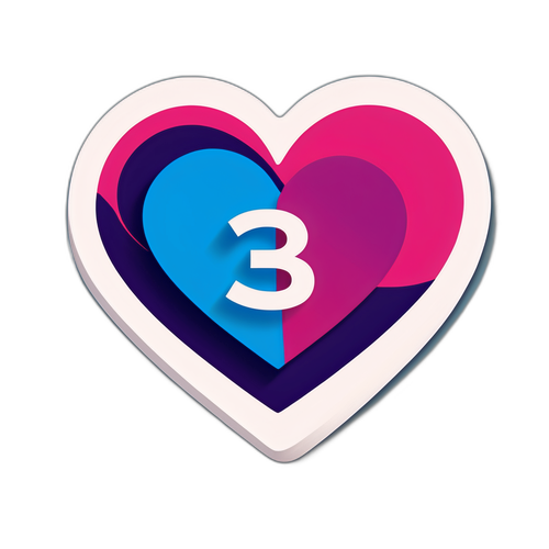 สติกเกอร์รูปหัวใจพร้อมโลโก้ Channel 3