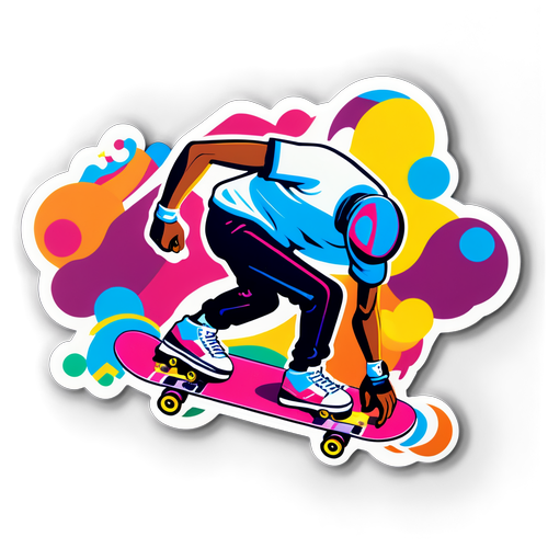 Éclat Olympique : Le Sticker de Skate qui Fait Vibrer les Passionnés de Rétro et de Neon!