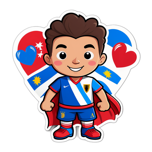 Karakteri wa katuni rafiki wearing jezi za Albania na Andorra