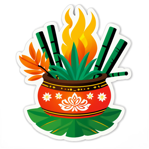 Stiker Festival Pongal Tradisional