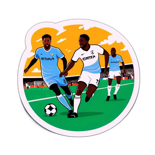 סצנה אנרגטית של משחק כדורגל בין סוונסי למנצ'סטר סיטי