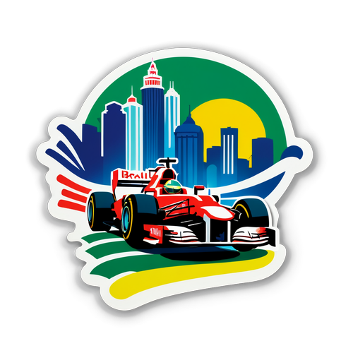 Få Fart På! F1 Brasilien Sticker Drøm: São Paulos Skyline og Racerbiler I Bevægelse!