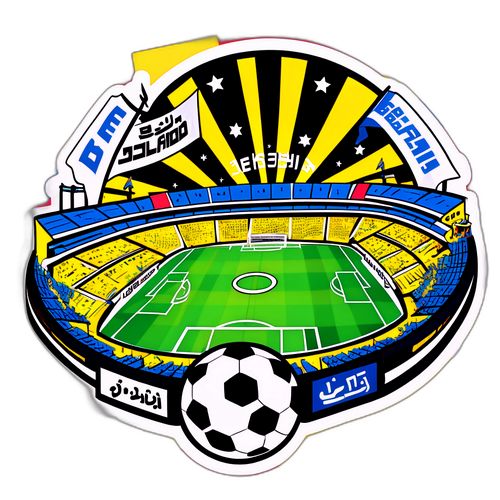 סטיקר של אצטדיון כדורגל עם קהל נלהב