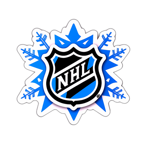 Ett klistermärke med NHL-logotyp i en ishockeyrink