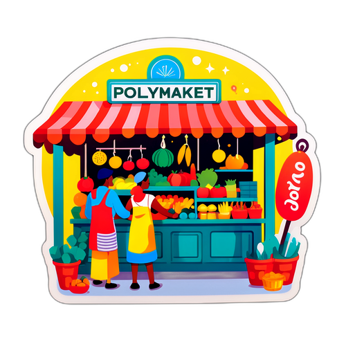 ש sticker צבעוני של סצנת שוק עבור 'Polymarket'